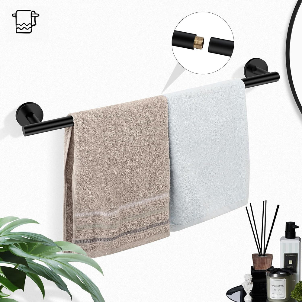 5pcs Matte Black Bathroom Accessories Set, 24 inch Towel Bar