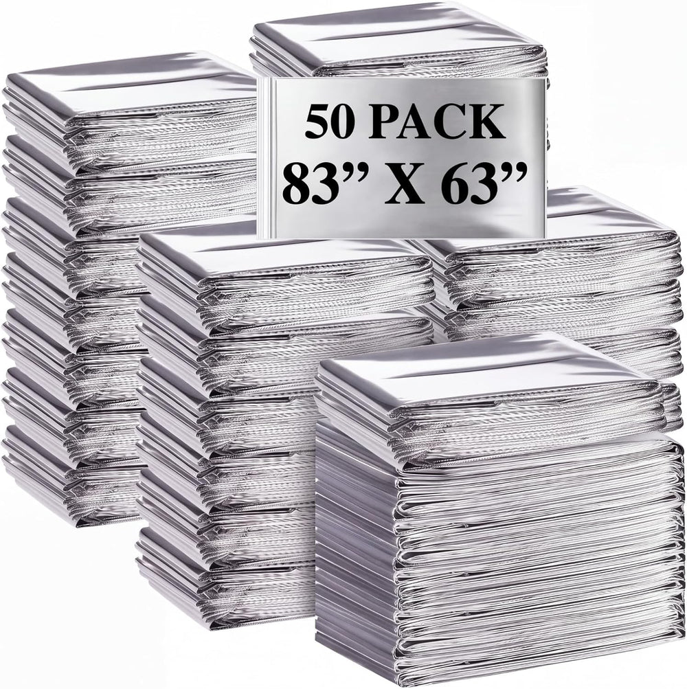 Chumia 50 Pcs Emergency Blanket Bulk Space Survival Blanket