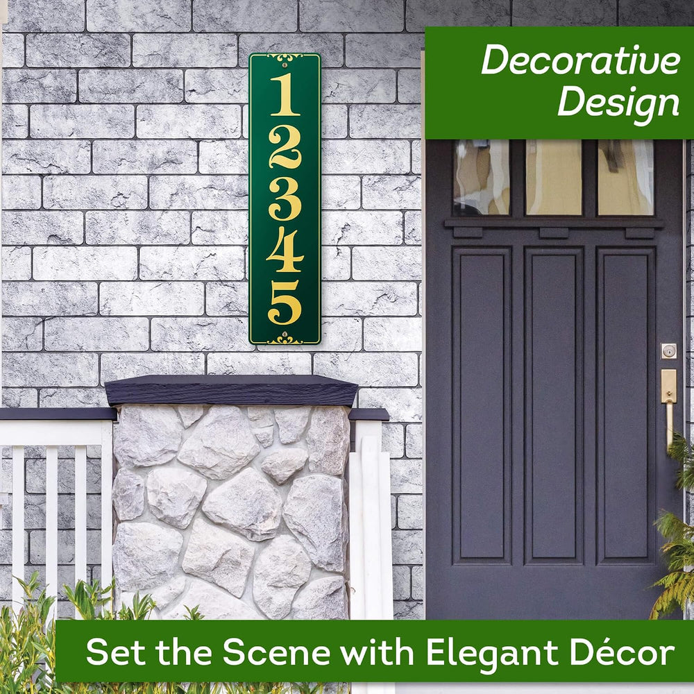 Vertical Address Sign, House Numbers Plaque, Indoor/Outdoor Use, 6x24 inch, 2...