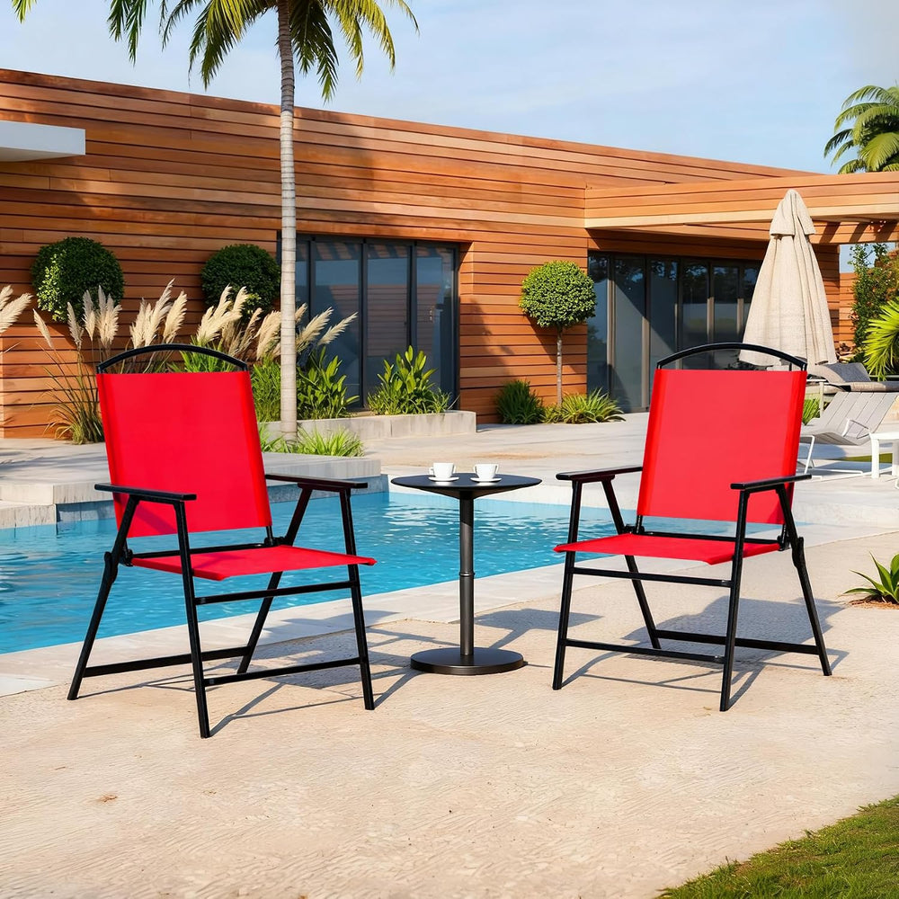 Outdoor Folding Patio Dining Chairs Set of 4 With Armrest Heavy-Duty Lightwei...