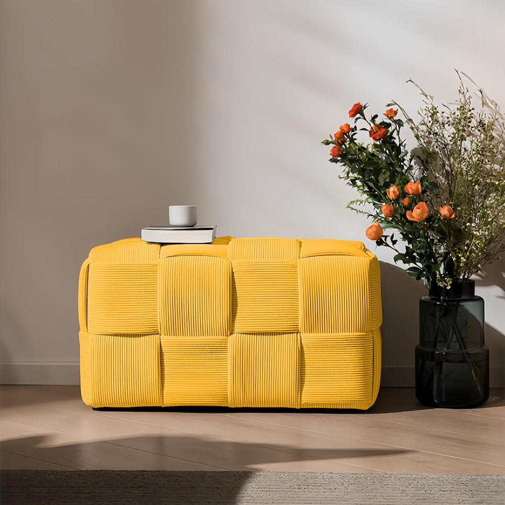 Cmishe 28" Rectangular Woven Corduroy Ottoman Footrest - Large Modern En...