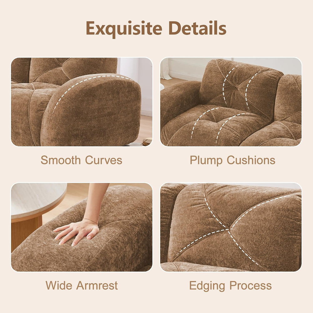 110" Sectional Modular Cloud Couch, Boneless Couch, U-Shape Camel