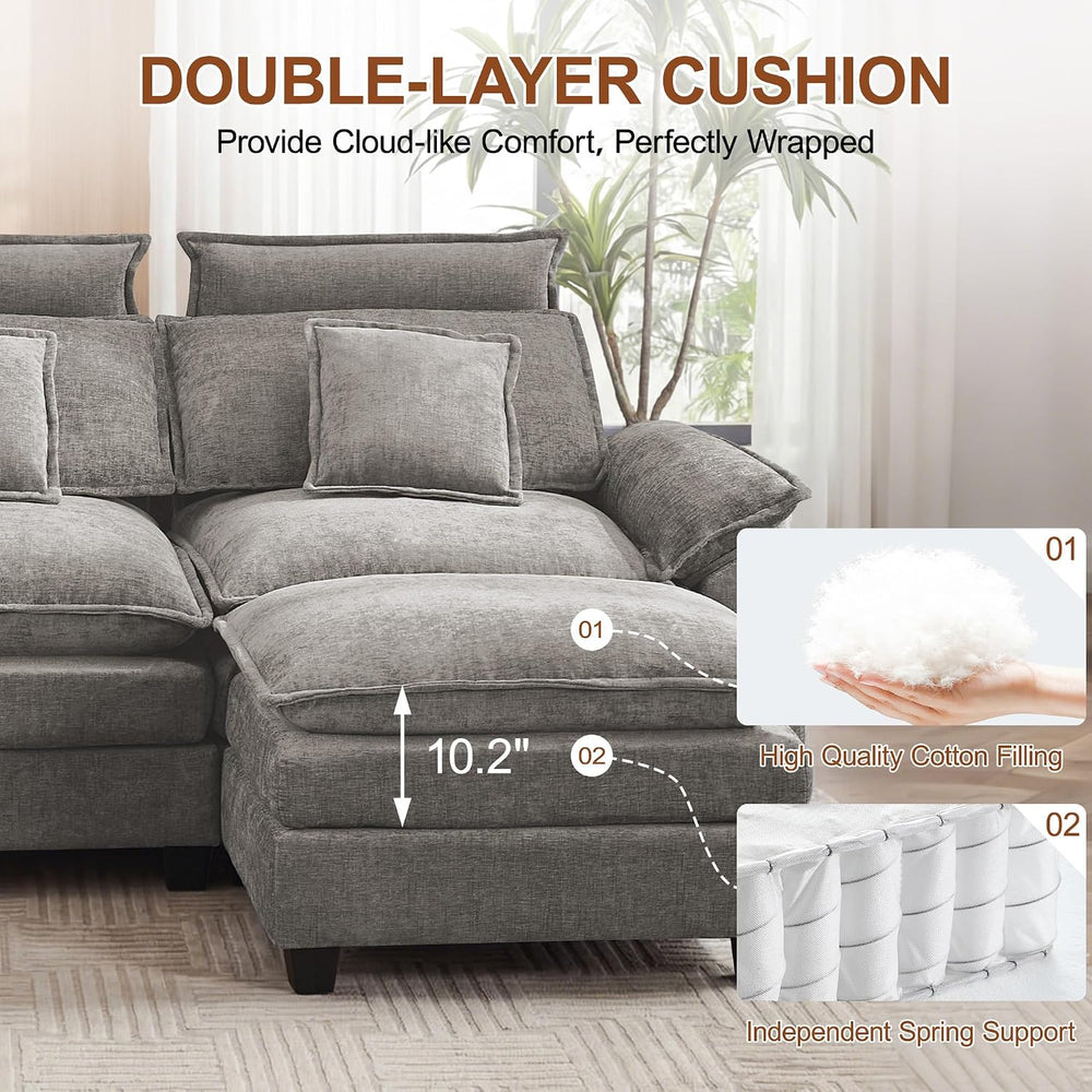 46'' Oversized Chaise Lounge with Ottoman, Cloud Deep Seat Accent Sof...