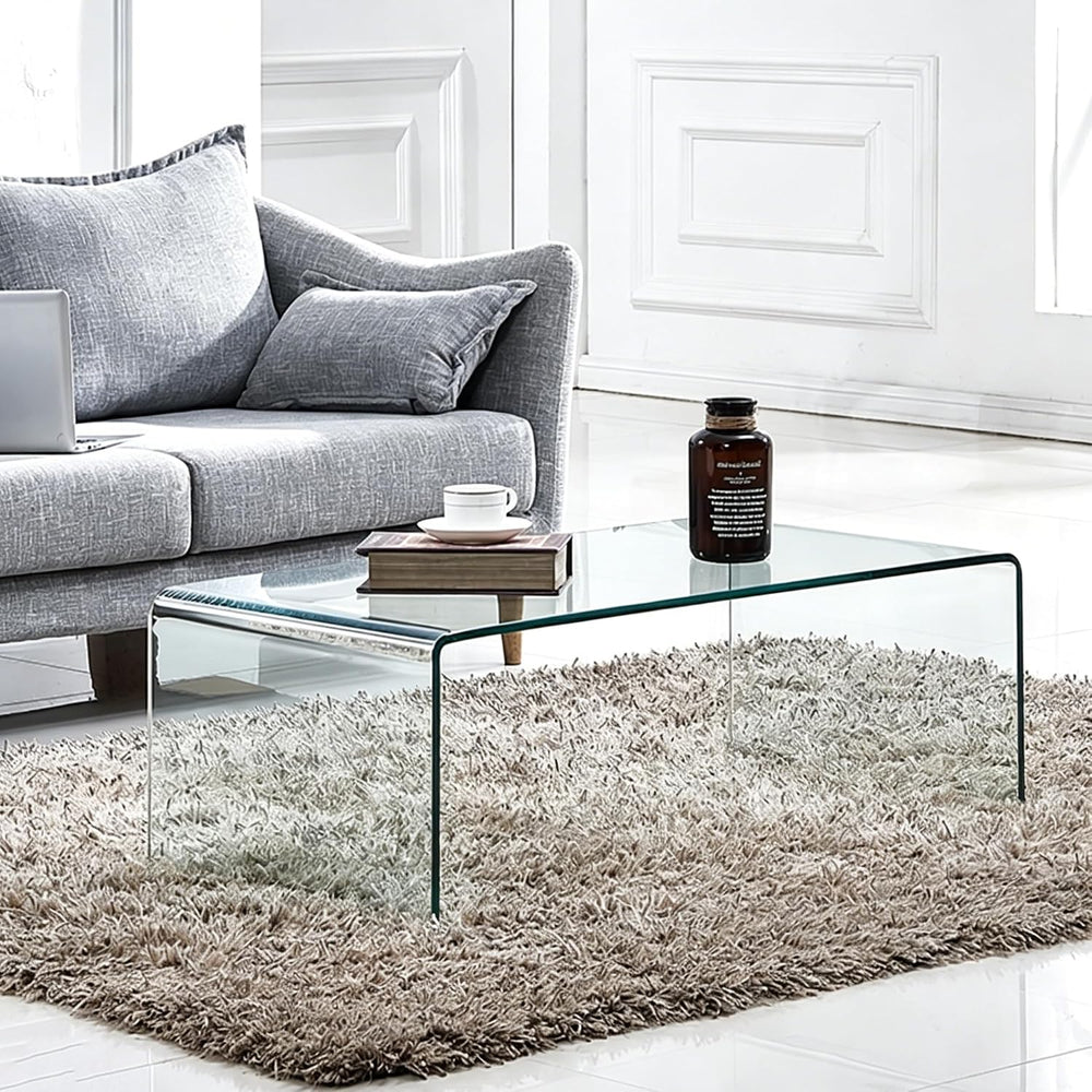 Premium Tempered Glass Coffee Table,Small Modern Clear Coffee Table for Livin...