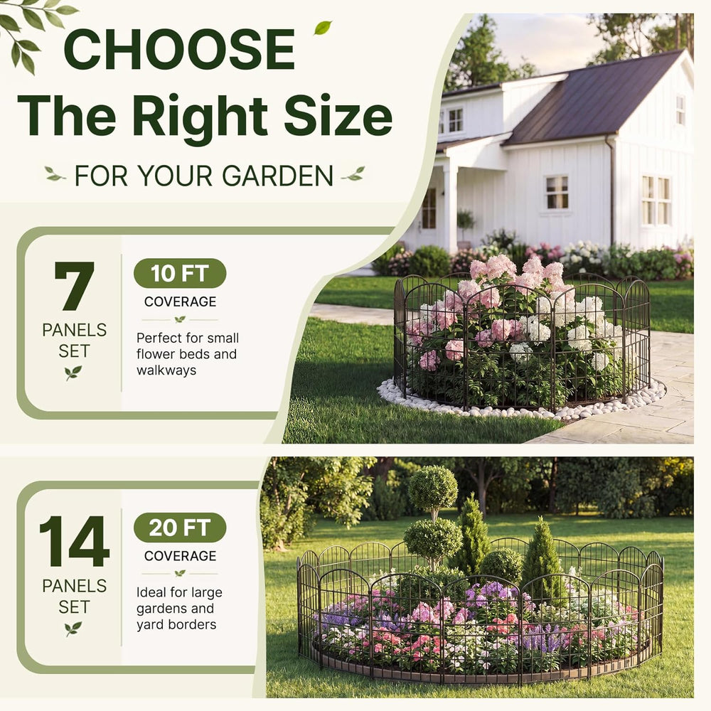 KIMAZO 32.5in (H) x 20ft (L) Tall Decorative Garden Fence - 14 Pack Garden Fe...