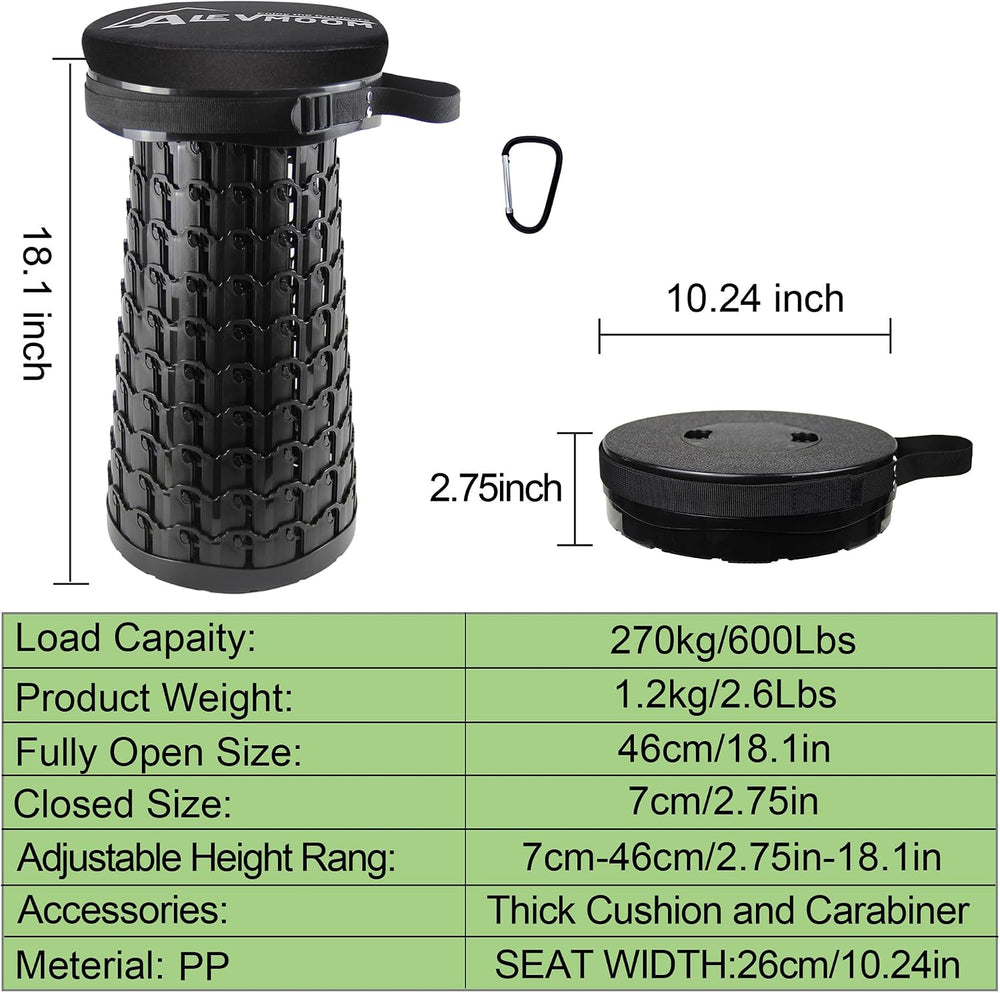 ALEVMOOM Telescoping Stool with Thick Cushion, H18.1 D10.24 Collapsible Retra...
