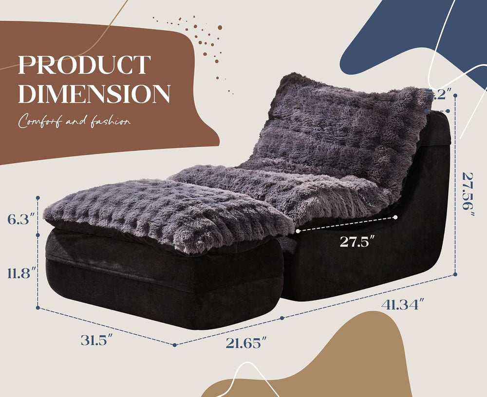Hobestluk Small Couch Sofa Chaise Lounge Chair Recliner Chair with Footrest