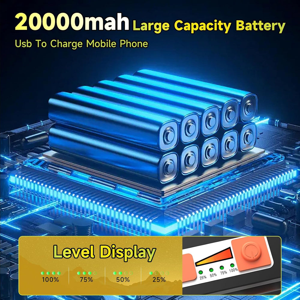 200W 20000LM Solar LED Work Light, 20000mAh Rechargeable, Magnetic IP66