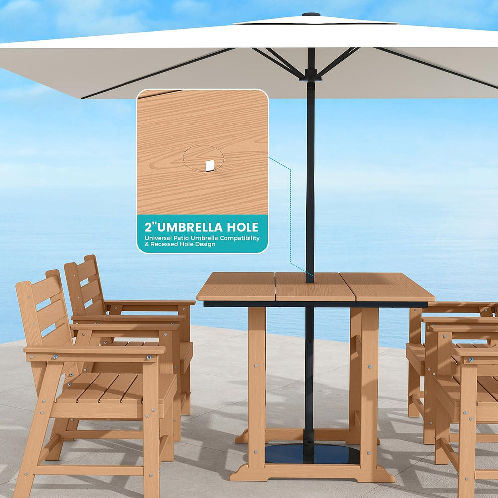 HDPE Outdoor Dining Set, Patio Dining Set of 5, Cedar