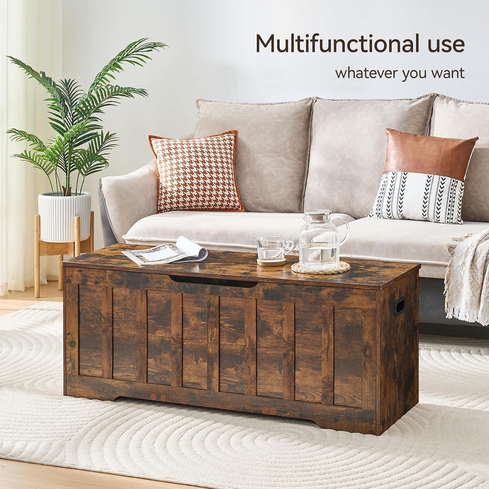 VANKILEY 47.2" Storage Chest Extra Large, Wooden Storage Bench,Rustic Brown