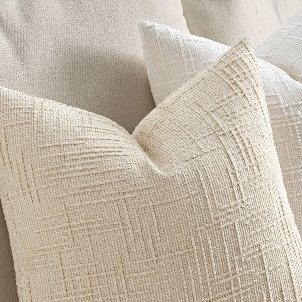 MIULEE Chenille Textured Fall Euro Throw Pillow Covers Beige 26x26