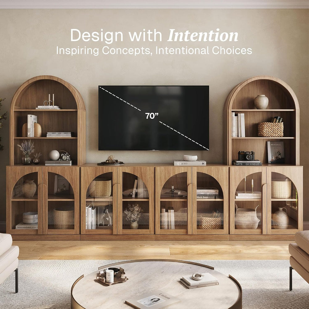 BELLEZE Bijou 126" Wall Unit 6-Piece Modular TV Stand - Camel