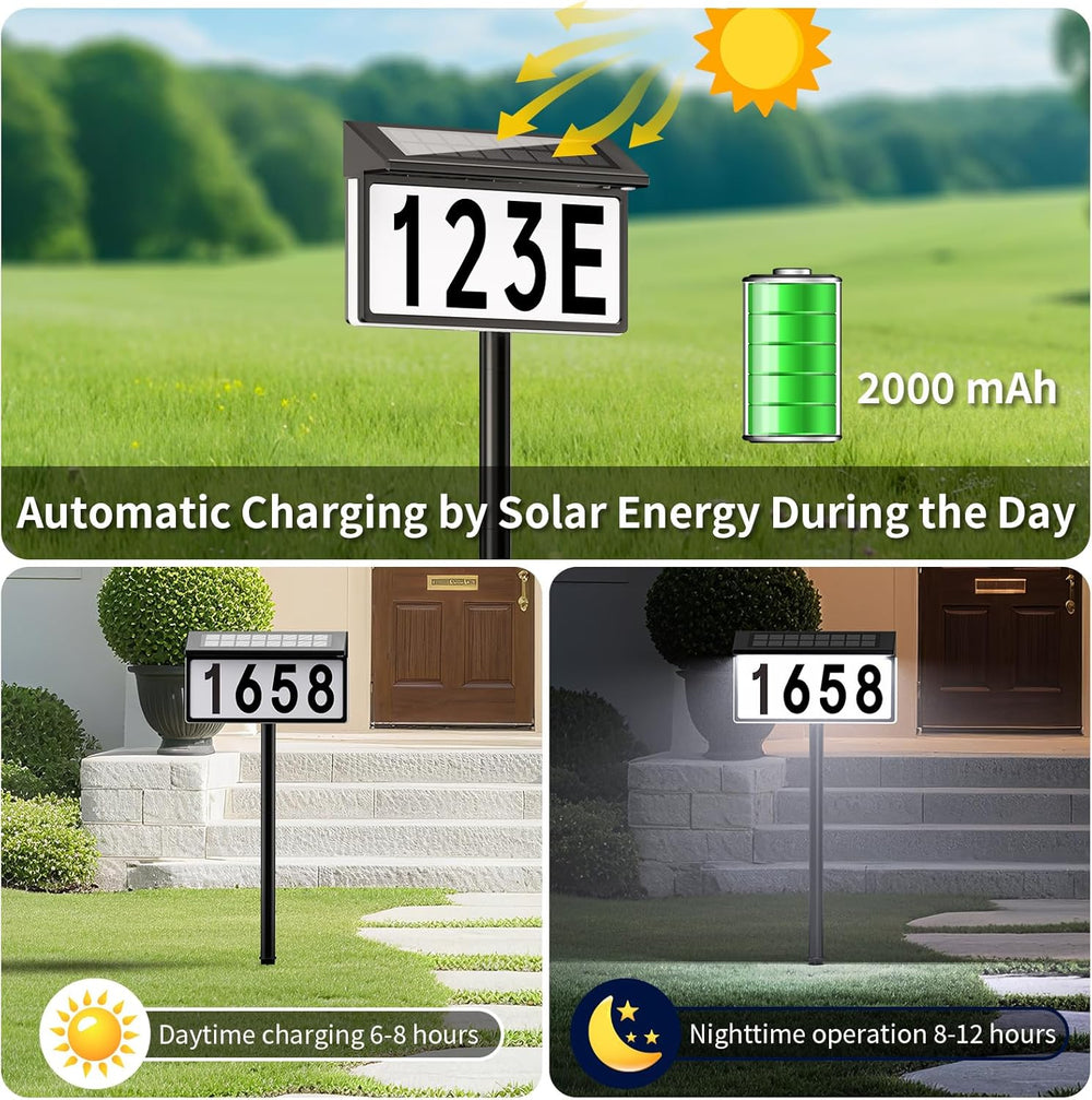 Solar Address Sign, Solar House Numbers for Outside Waterproof