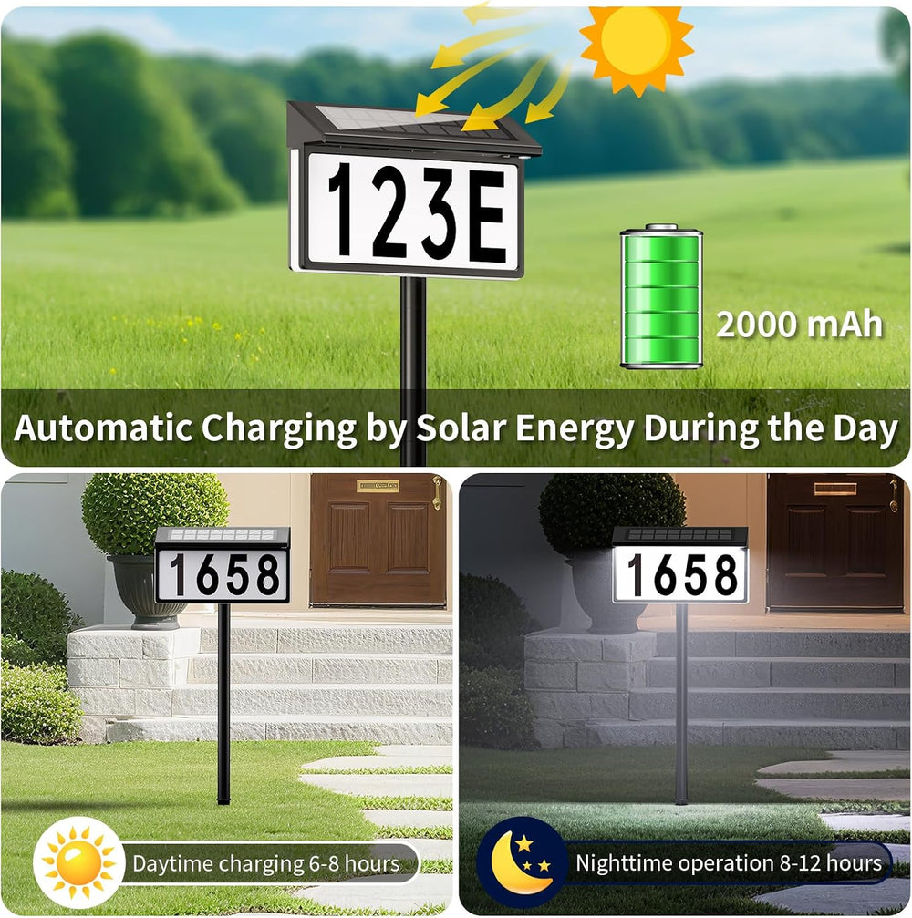 Solar Address Sign, Lighted House Numbers for Outside Waterproof