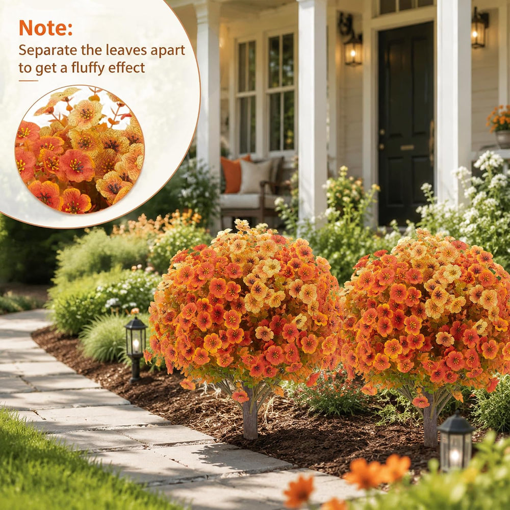 Set of 2 Artificial Fall Flower Topiary Balls, UV‑Resistant Faux Autumn Flora...