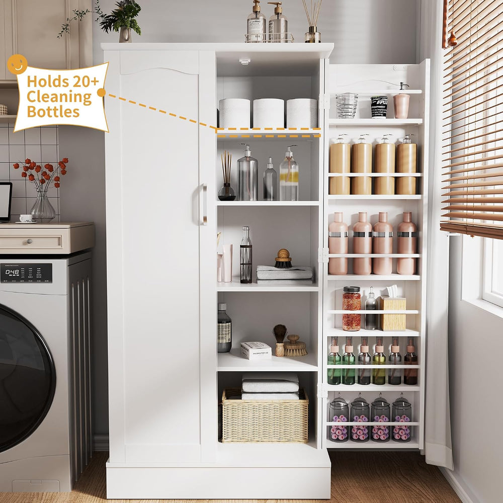 kepptory 47" Freestanding Kitchen Pantry Cabinet with Adjustable Shelves