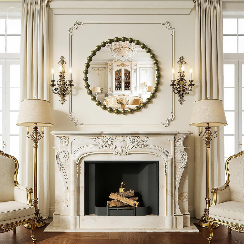 28 Inch Bronze Round Mirror, Modern Decorative Wall Mirror