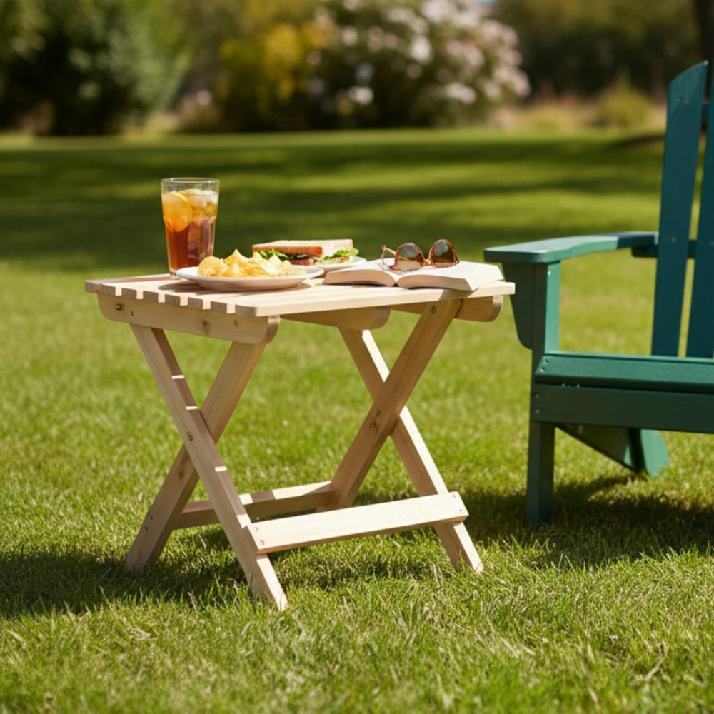 Shine Company Square Wood Outdoor Adirondack Side Table, Natural