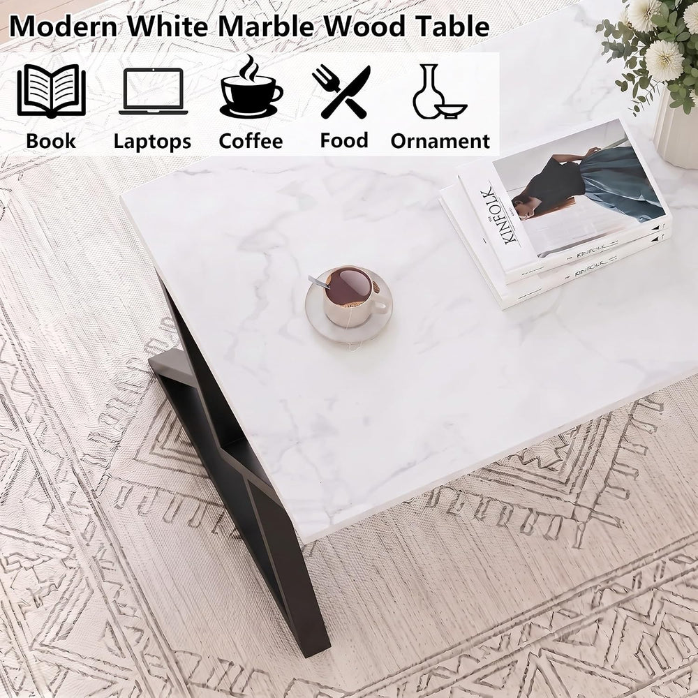 Coffee Tables for Living Room, Marble Coffee Table Modern White
