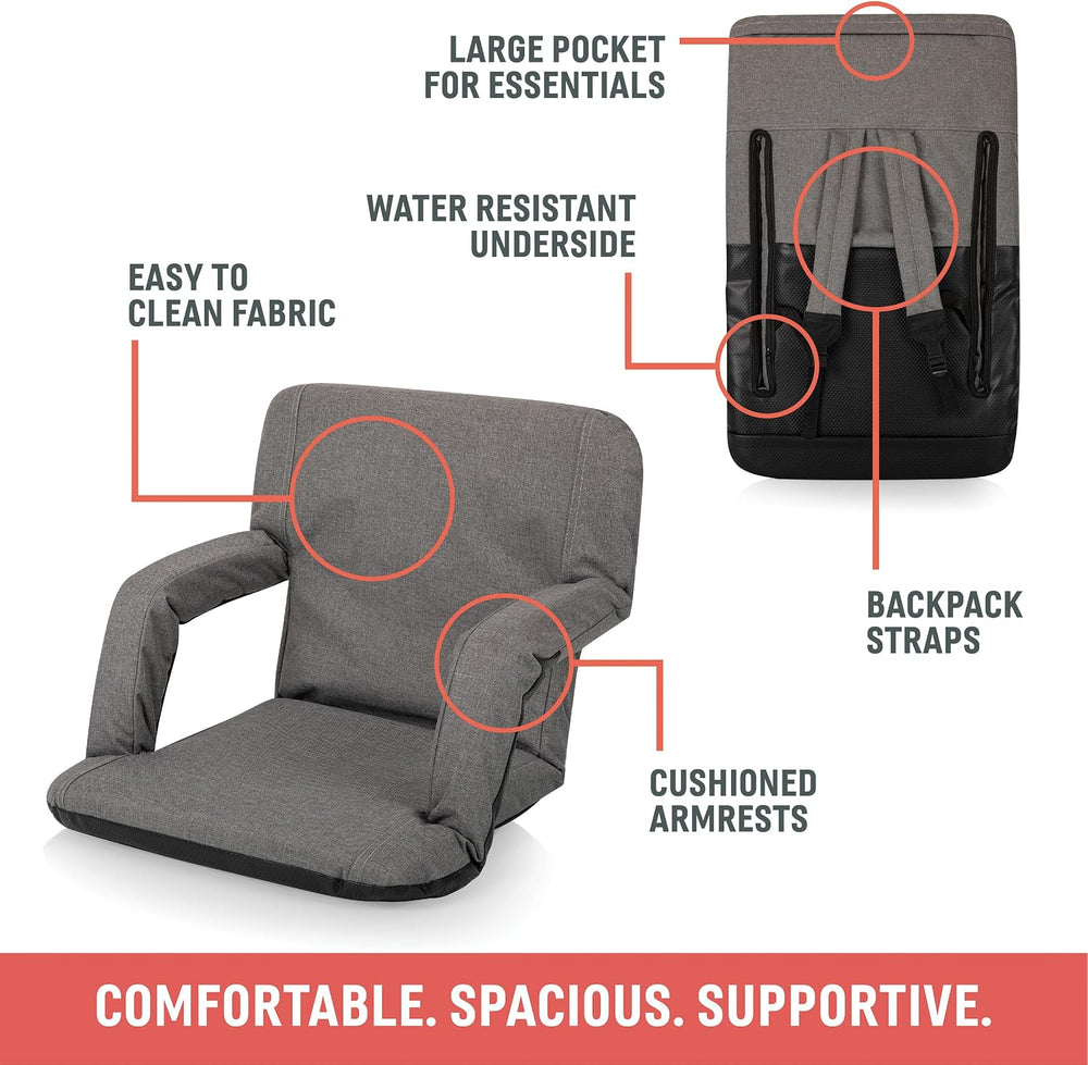 Picnic TIME Ventura Stadium Seat for Bleachers with Back Support - Portable R...