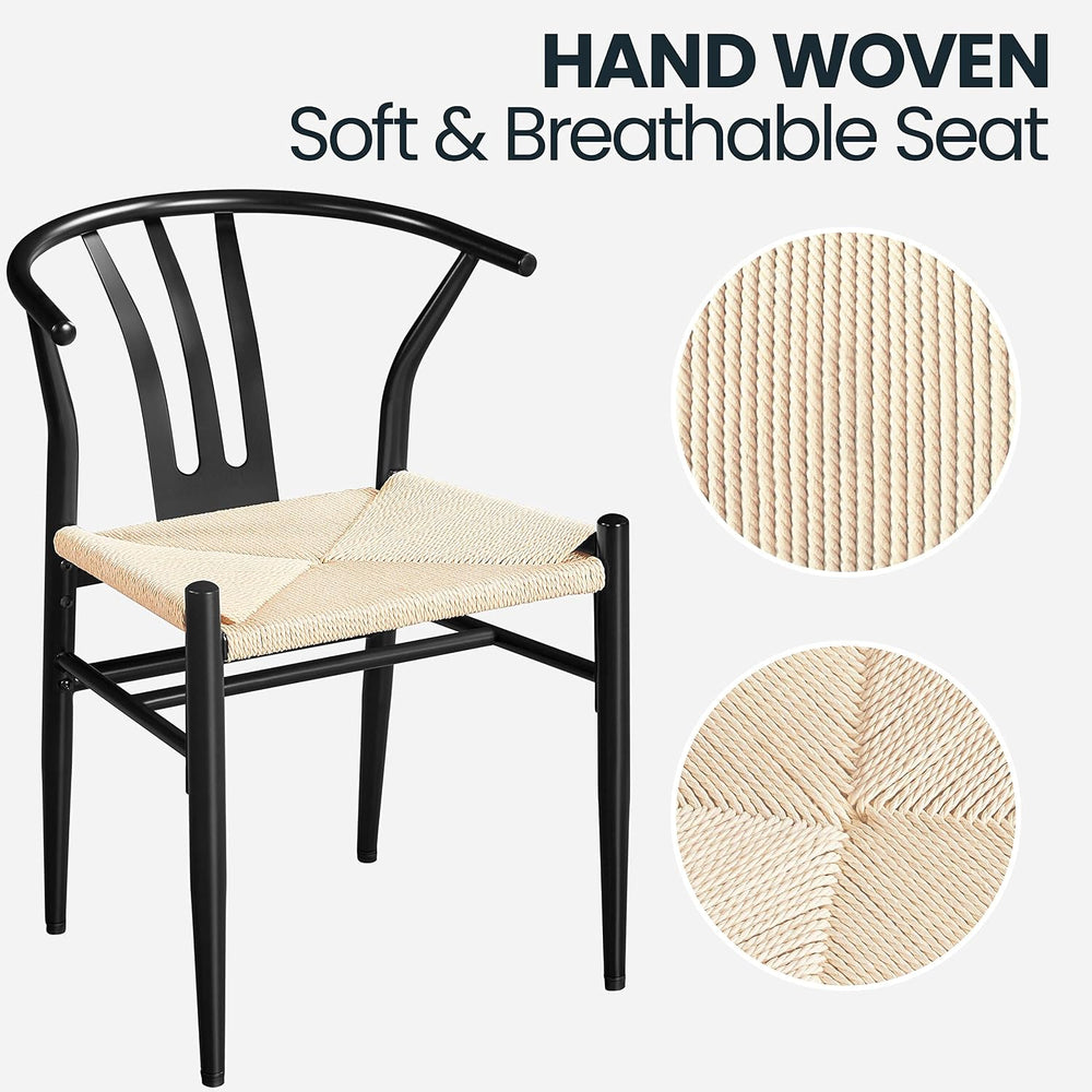 Yaheetech Dining Chairs Set of 6 Mid Century Modern Woven Chairs Black