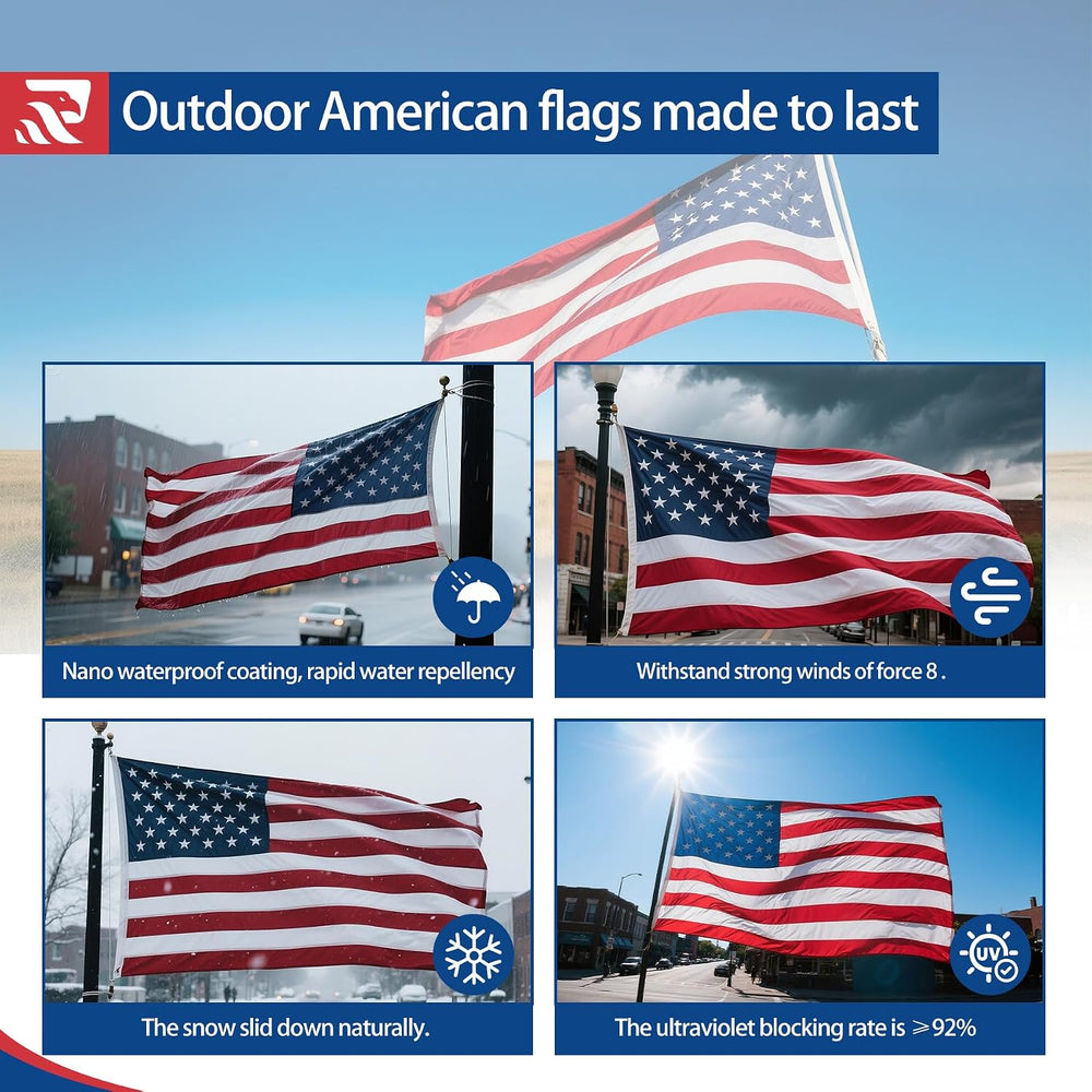 Made in USA American Flag 4x6Ft, Heavy Duty Nylon Outdoor Flag, Durable Const...