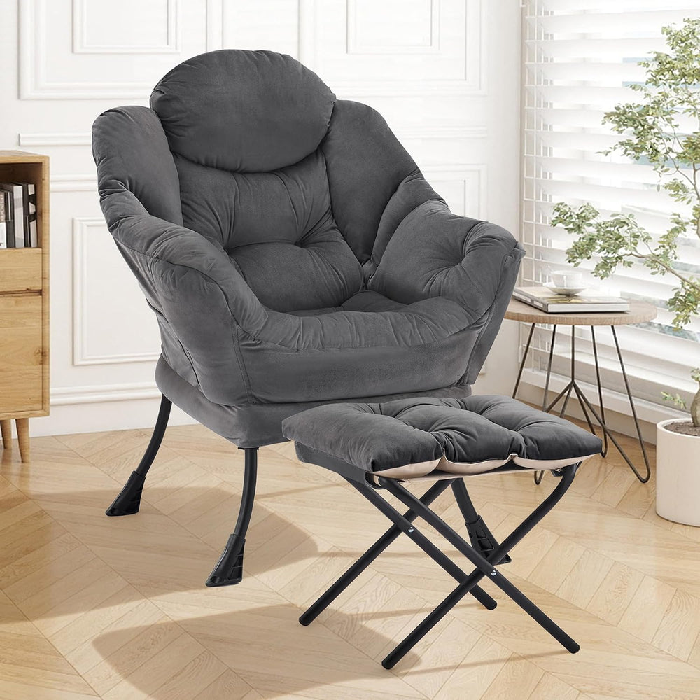 Zedachica Lazy Chair with Ottoman, Lounge Reading Chair for Adults, Modern Up...