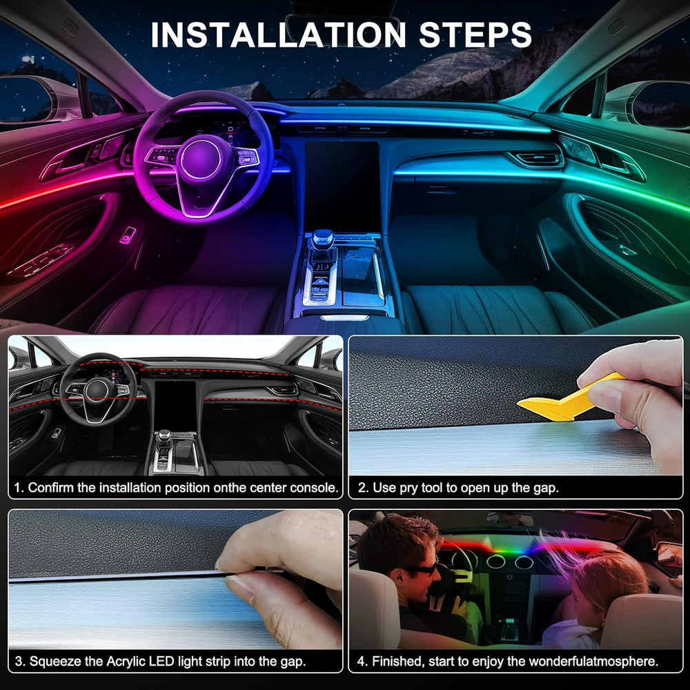 Dreamcolor Acrylic Interior Car LED Strip Light with Wireless APP, RGB 6 in 1...