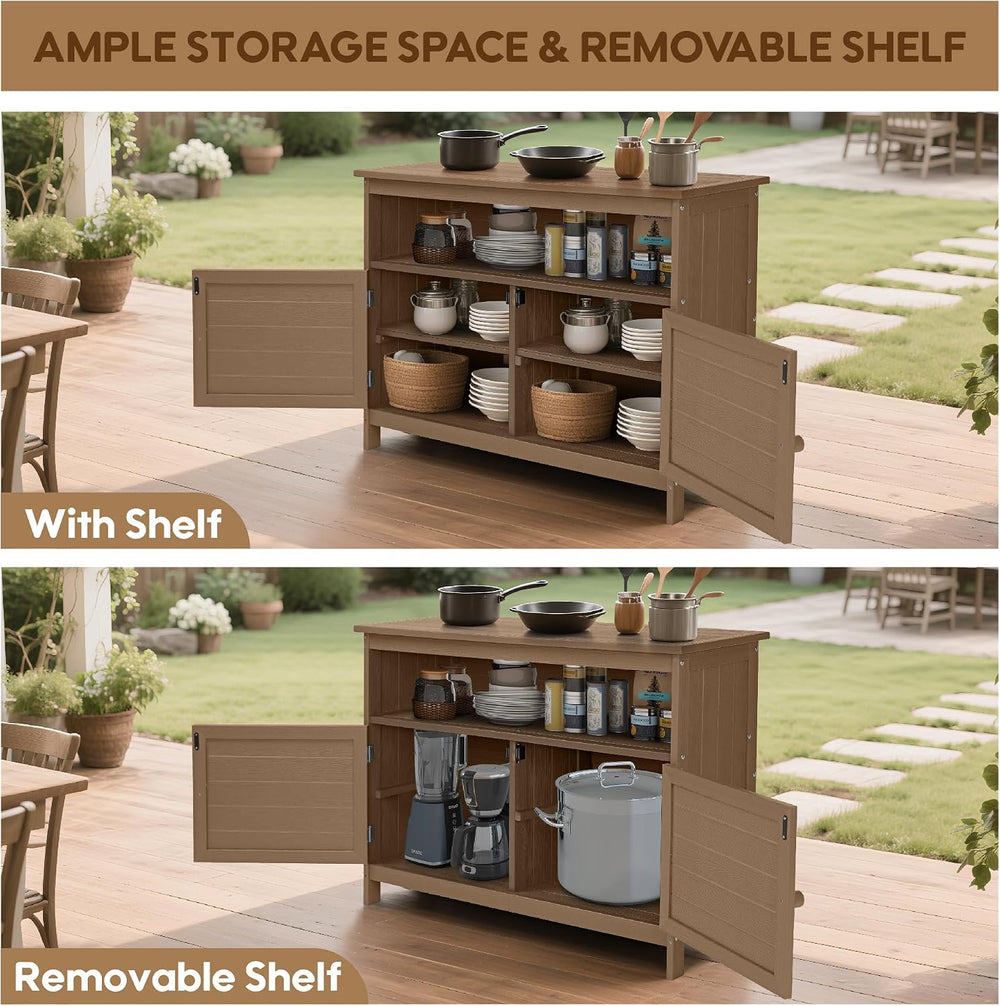 HIPS All-Weather Outdoor Storage Cabinet,Outdoor Sideboard with Magnetic Door...