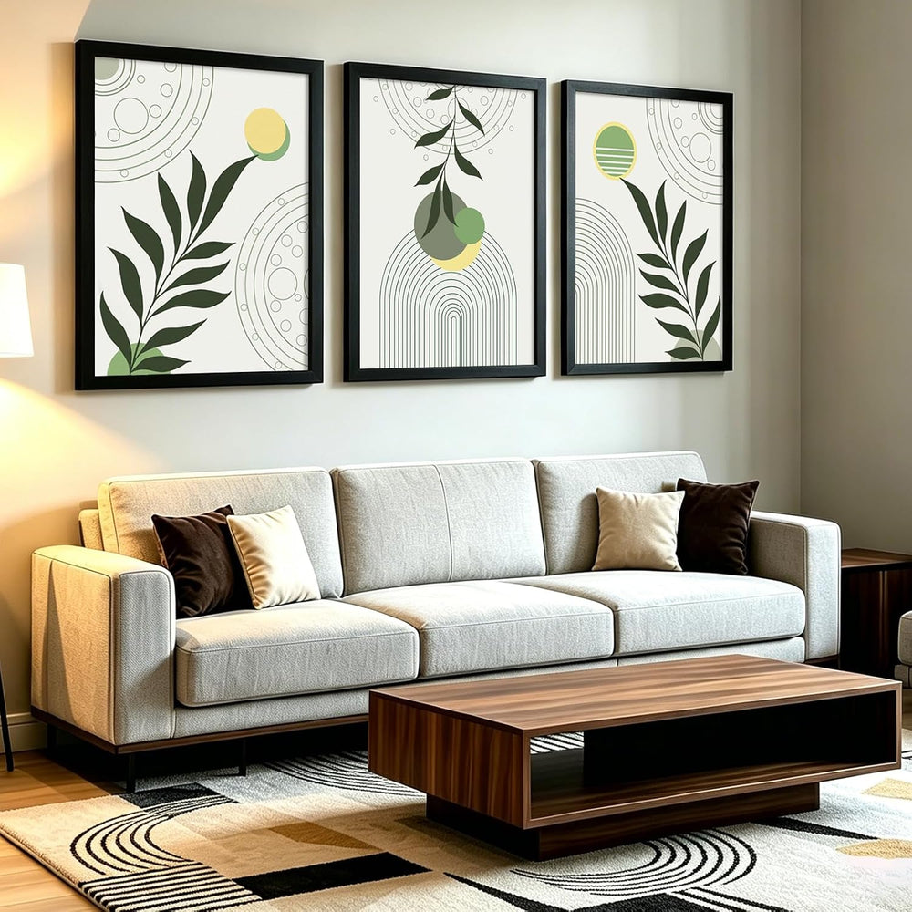 Black Framed Boho Abstract Canvas Wall Art Set 3-12×16 inch