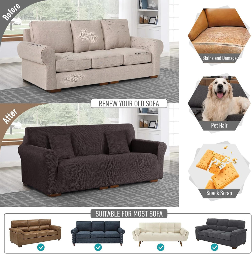 Ruaozz Stretch Sofa Cover, Soft Jacquard Furniture Protector