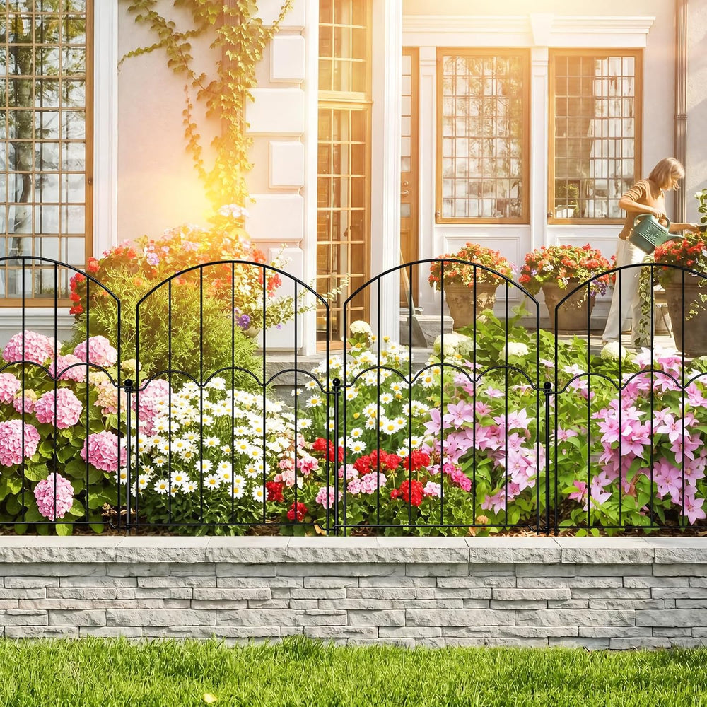 GOTGELIF 25 Panels Decorative Arched Garden Fence, 17''x27 FT No-Dig ...
