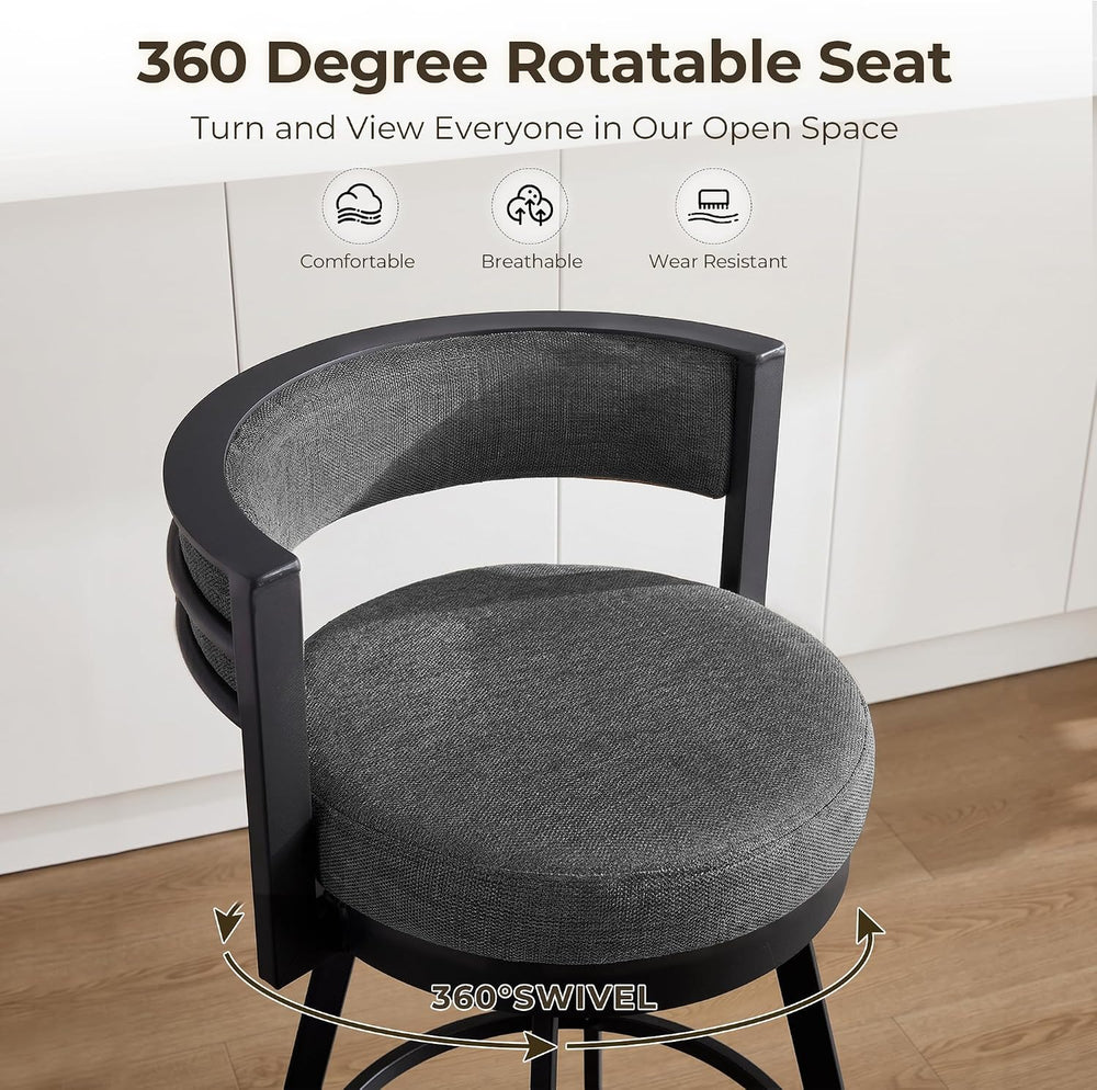 Flouki Swivel Counter Height Bar Stools Set of 4, Upholstered 26.6" Mode...