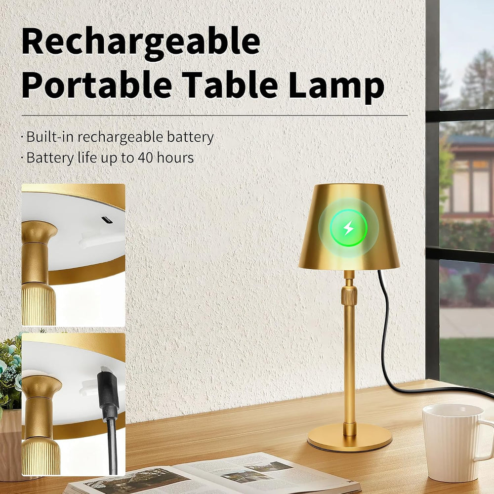 Mr.White Outdoor Waterproof Rechargeable Cordless Table Lamp with Telescopic ...