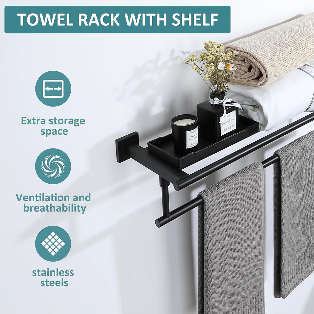 Alise Towel Racks for Bathroom Wall Mount 16 Inch,Matte Black