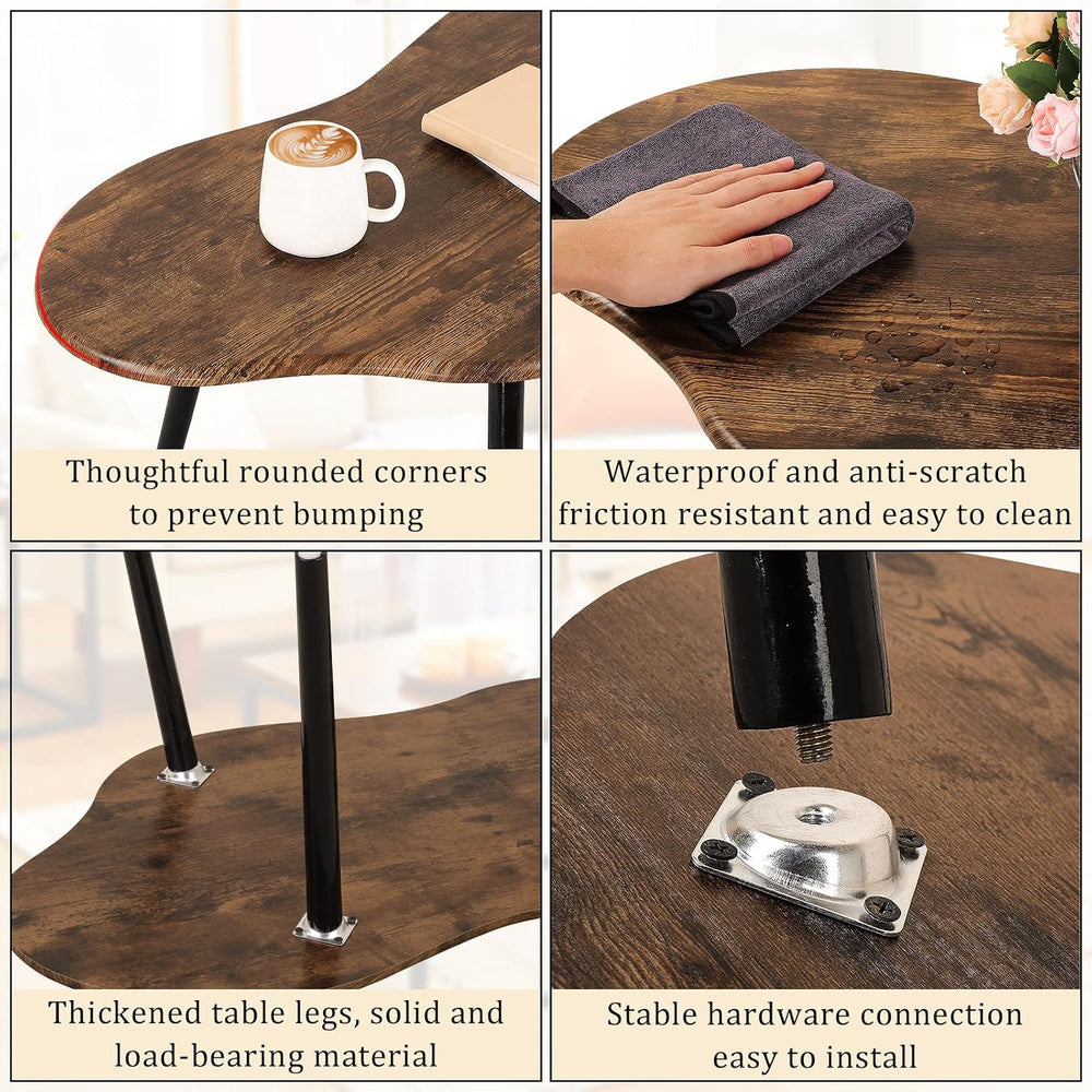 Small Cloud Shape Coffee Table Wooden Center Table, Retro Brown