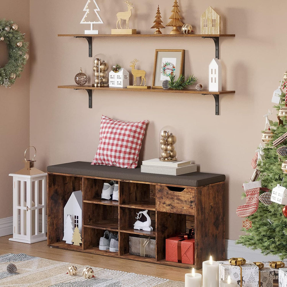 DINZI LVJ Long Wall Shelves, 47.3Inch Wooden Wall Mounted Shelves, Set of 2