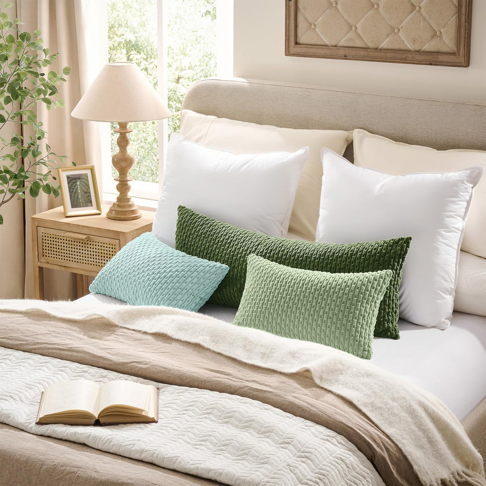 Kevin Textile Soft Corduroy 28x28 Inch Pillow Covers 2 Pack, Sage Green