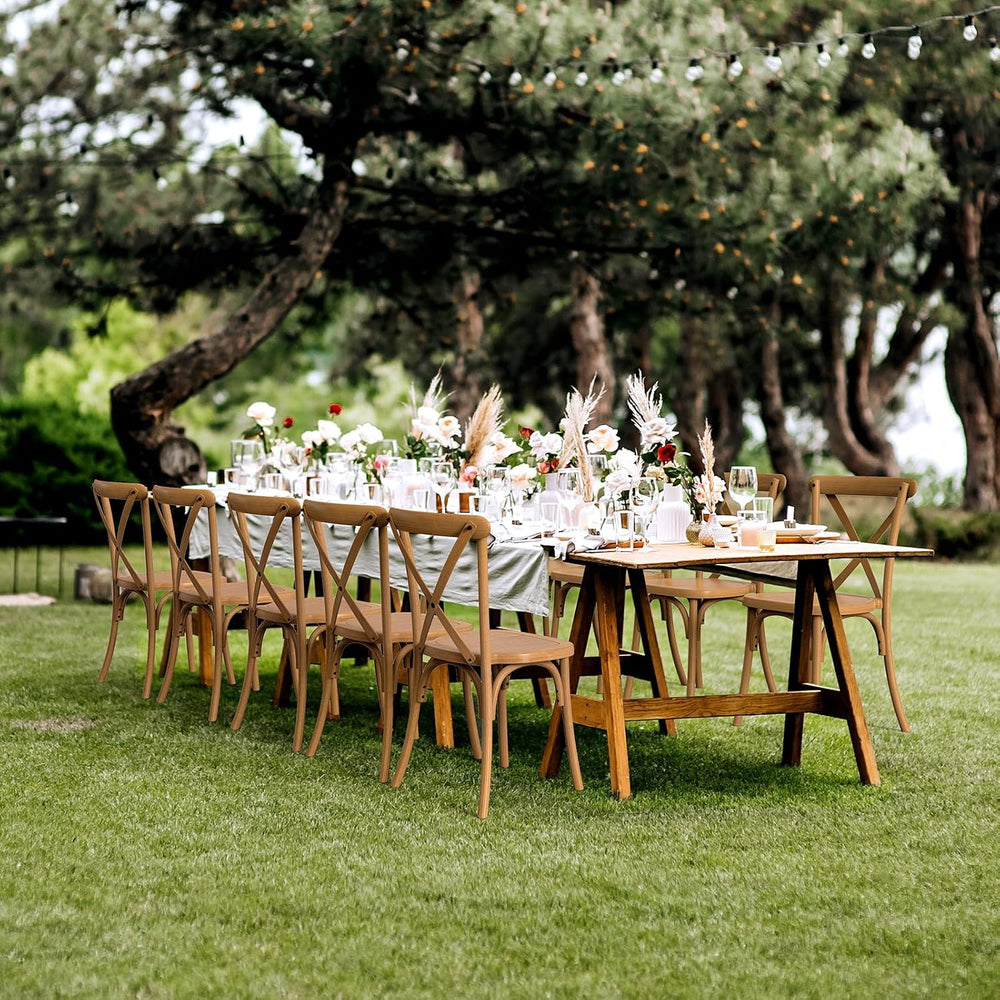 VINGLI Plastic Outdoor Dining Chairs Set of 4, Stackable Patio Farmhouse Brow...