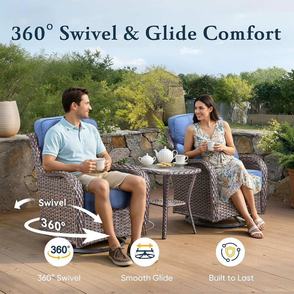 Belord Luxury 6" Thick Cushioned 10 Pieces Patio Furniture Set with Fire...