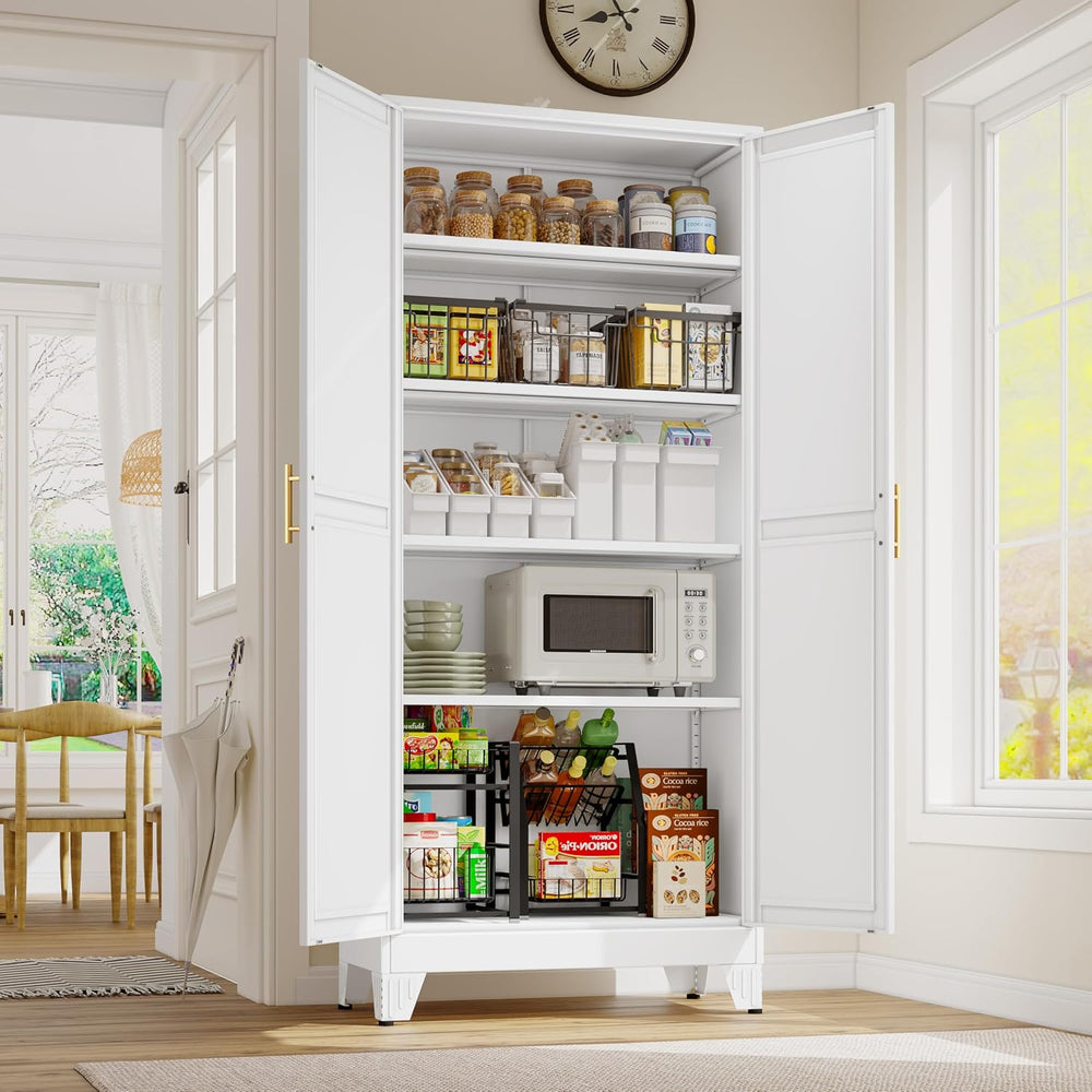 GAIOUS 71" Tall Metal Storage Cabinet with 2 Doors and 4 Adjustable Shelves