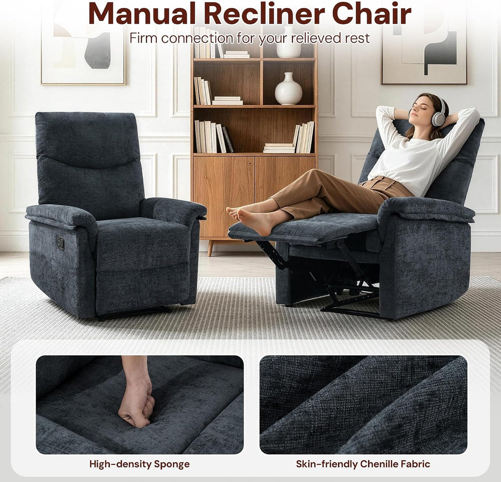 Korser Recliner Chair, Living Room Chairs for Adults, Small Recliners for Sma...