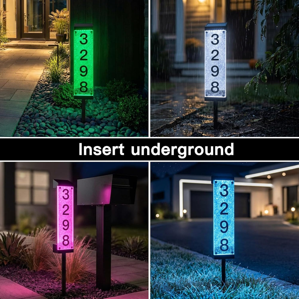 Solar Address Numbers for House, Address Signs for Yard with Stake