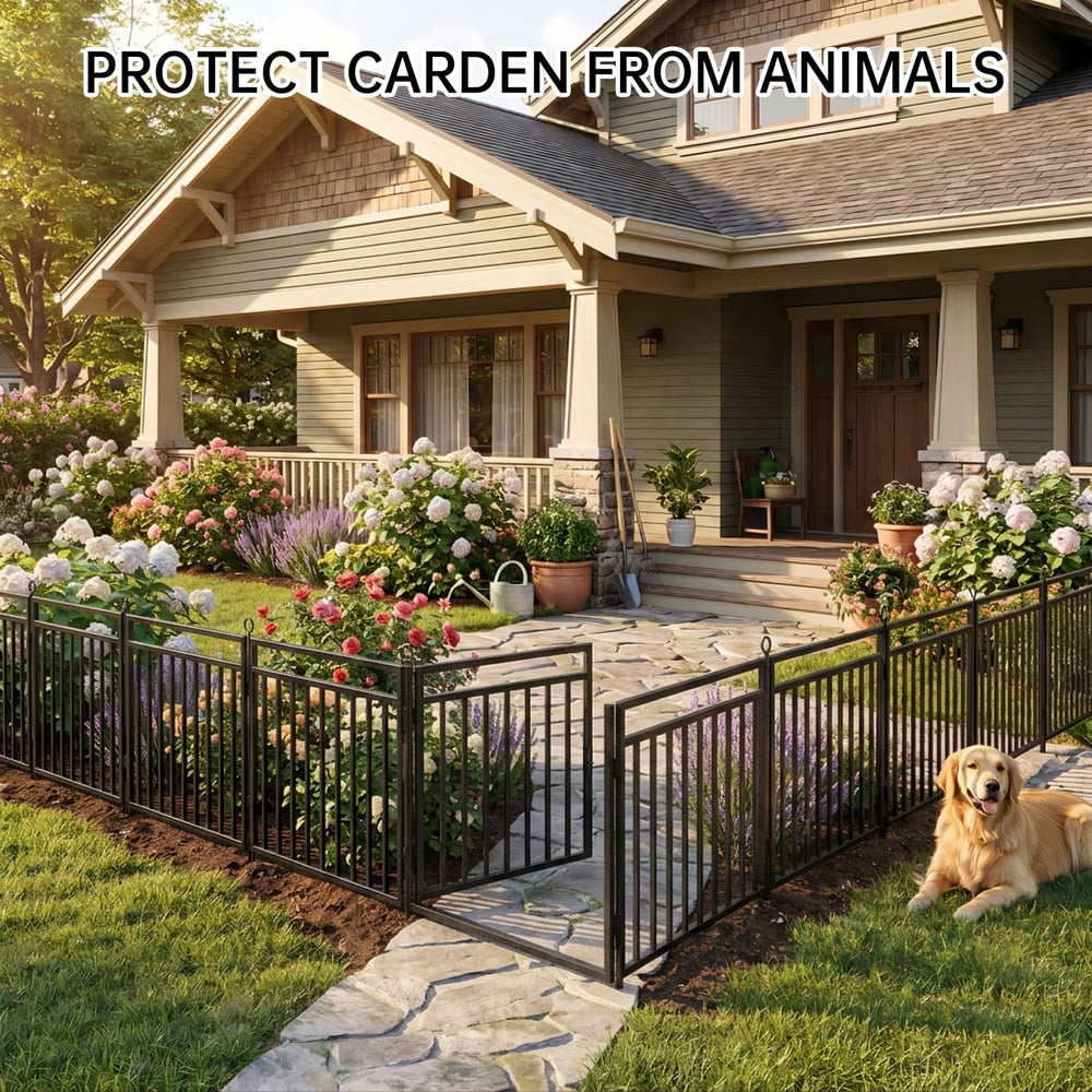 36ft (L) × 47in (H), 14 Panels & 2 Gates Garden Fence, Durable Outdoor Ya...