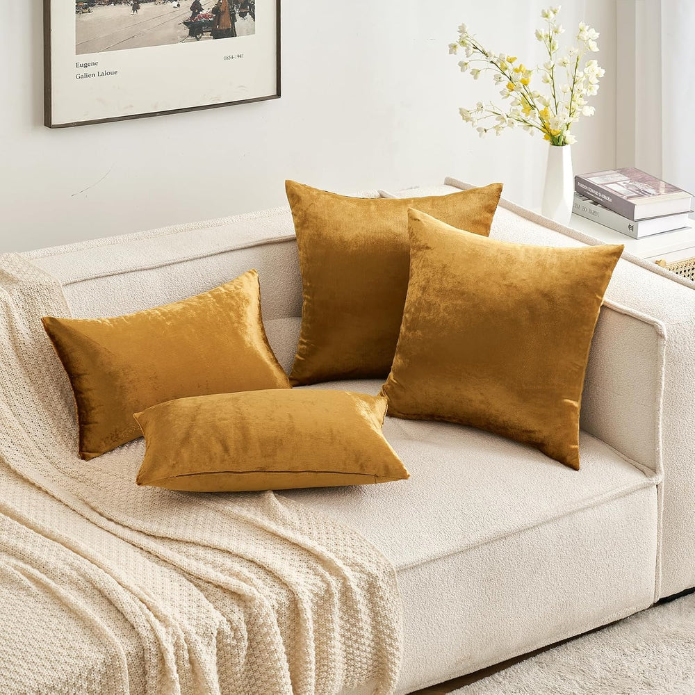 MIULEE 26x26 Inch Pack of 2 Euro Velvet Throw Pillow Covers Dark Gold