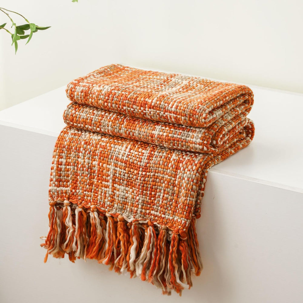 Battilo Orange Throw Blanket for Couch,50"x60"