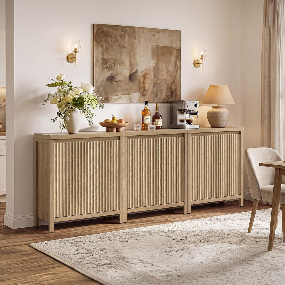SICOTAS Sideboard Buffet Cabinet with Storage, Fluted Credenza Buffet Table