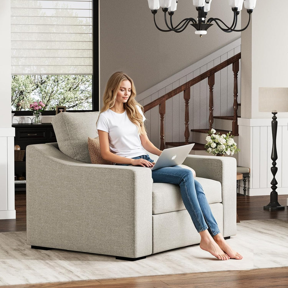 ABCASA 47" W Oversized Accent Chair, Comfy Upholstered Sofa Chair with L...