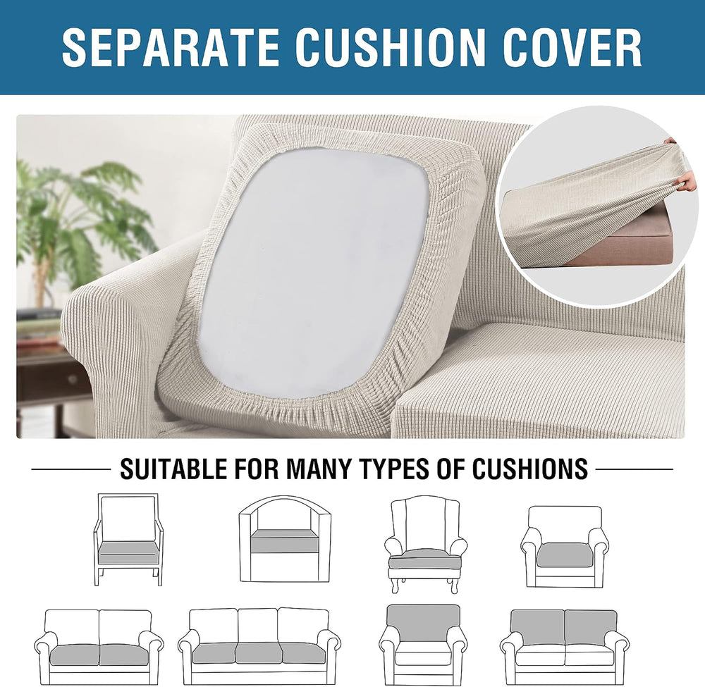 H.VERSAILTEX 3 Piece Stretch Sofa Covers for 2 Cushion Loveseat Couch Covers ...