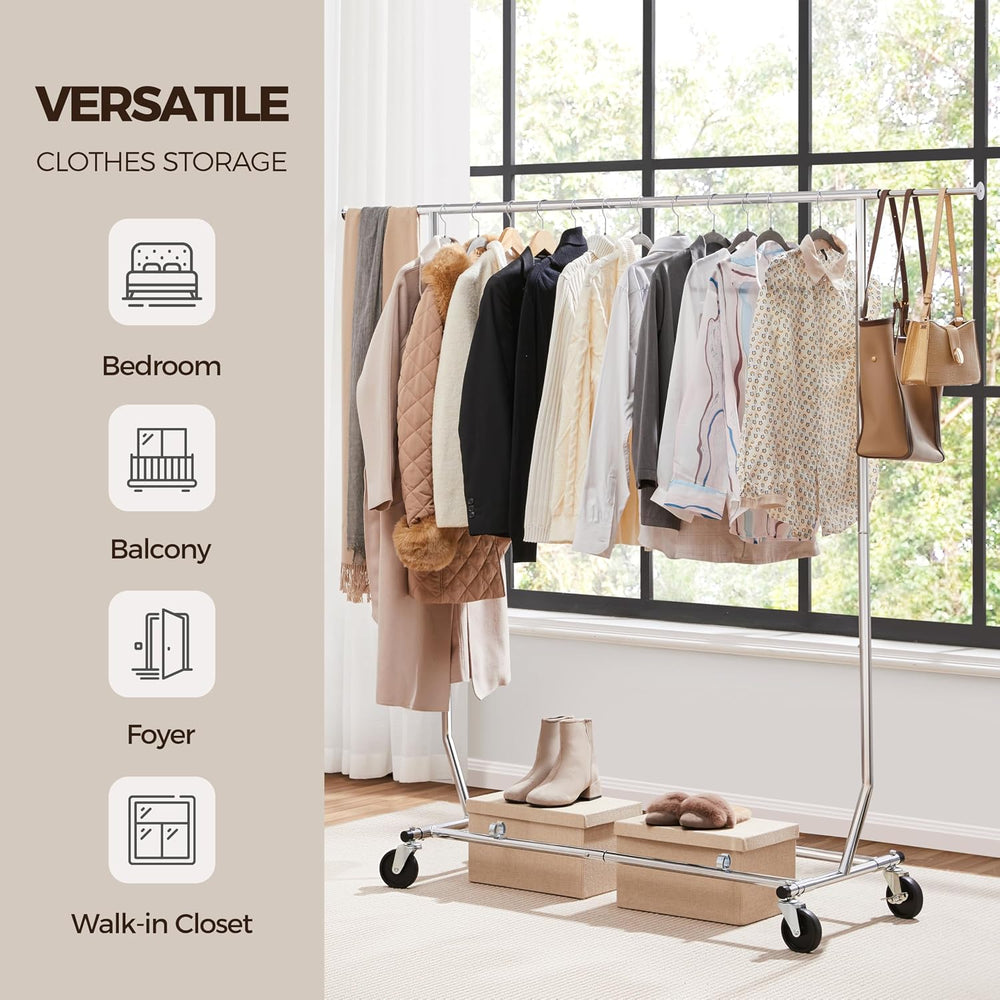 Yaheetech Heavy Duty Collapsible Rolling Clothes & Garment Rack, Chrome